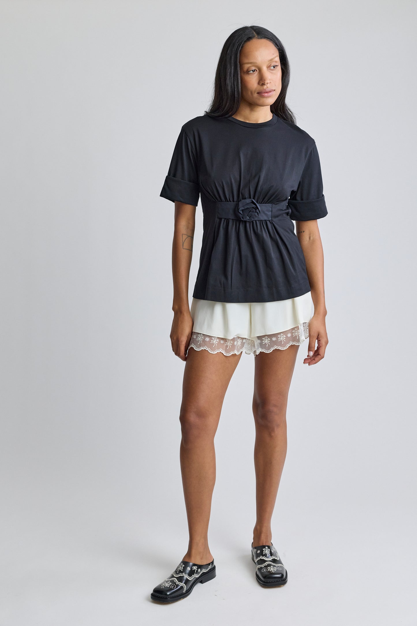 Gathered Rose Wire Sleeve Boy T-Shirt