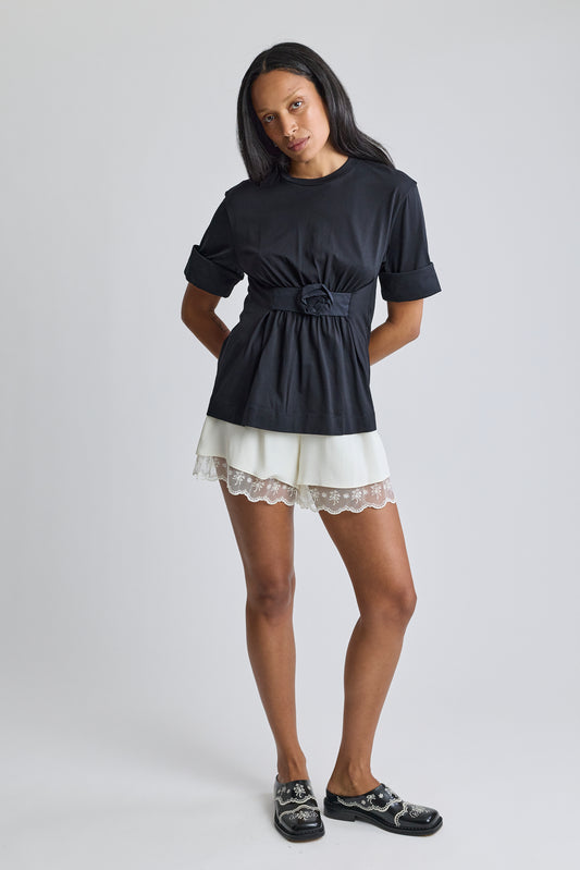 Lace Trim Negligee Shorts