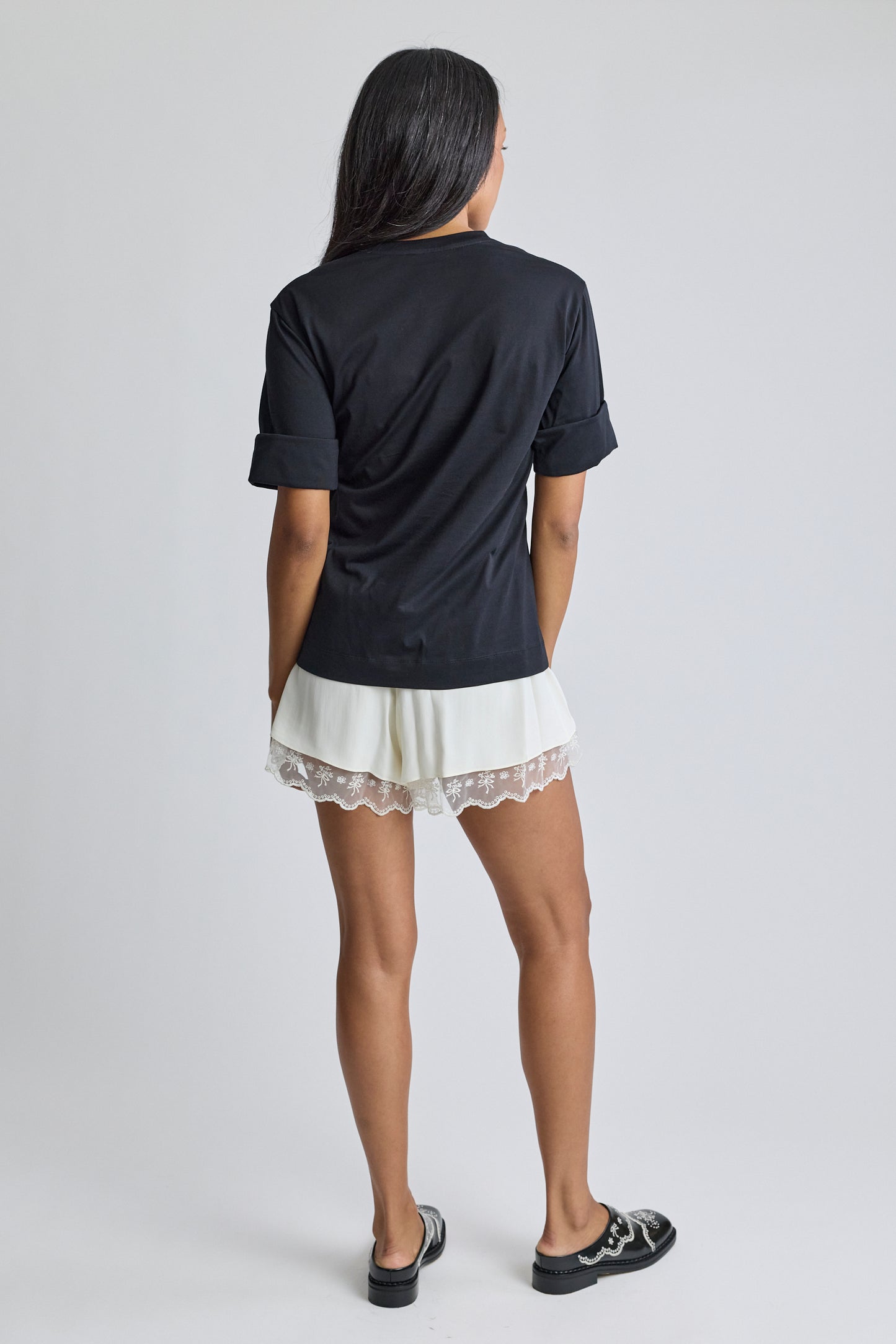 Lace Trim Negligee Shorts