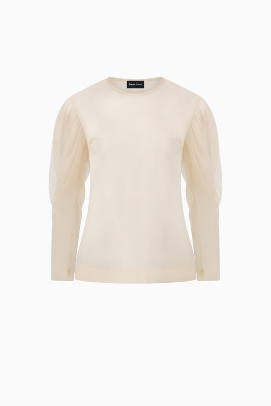 Sheer Draped Sleeve Top