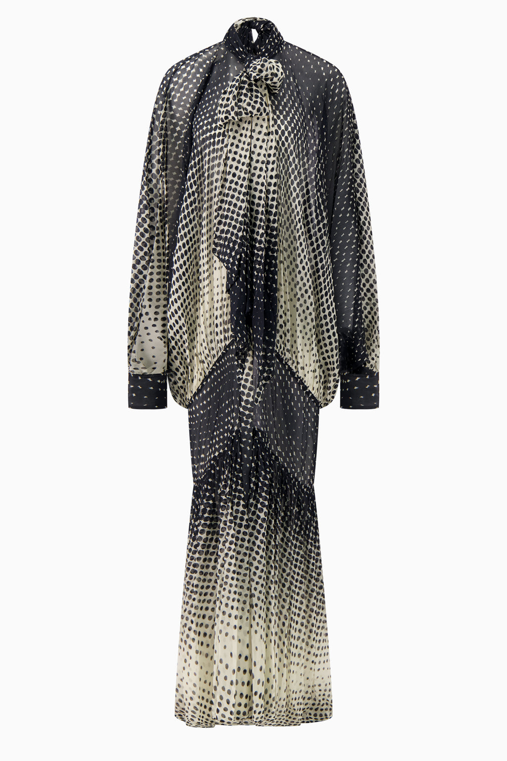 Sheer Halftone Wiggle Dot Batwing Sleeve Caftan
