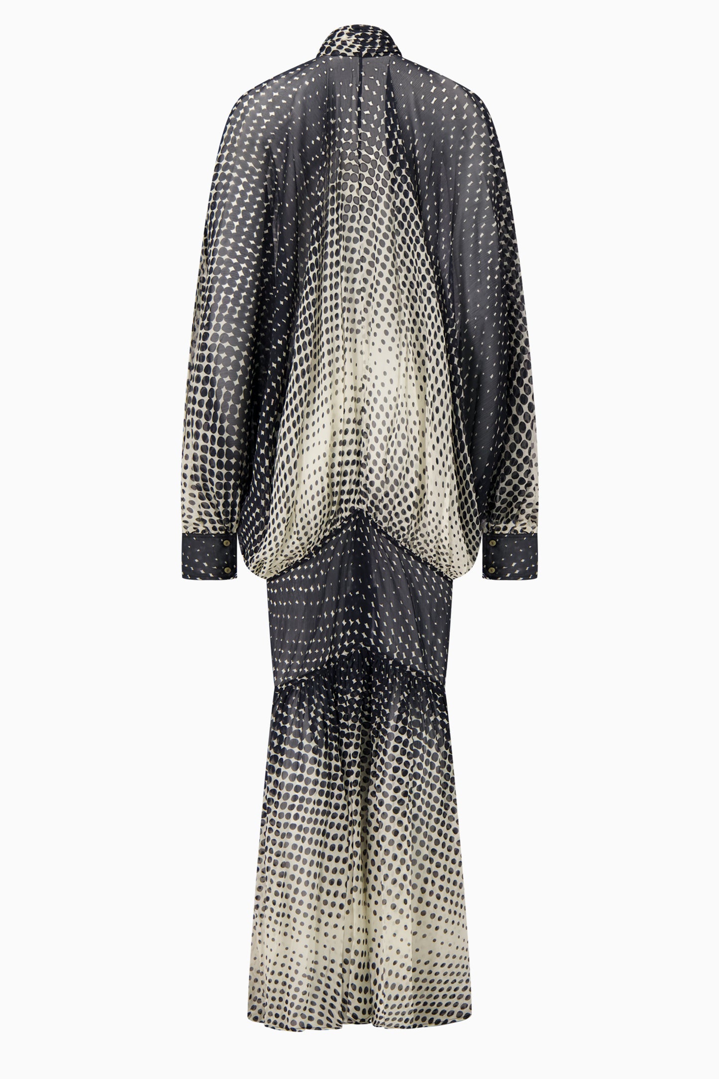 Sheer Halftone Wiggle Dot Batwing Sleeve Caftan