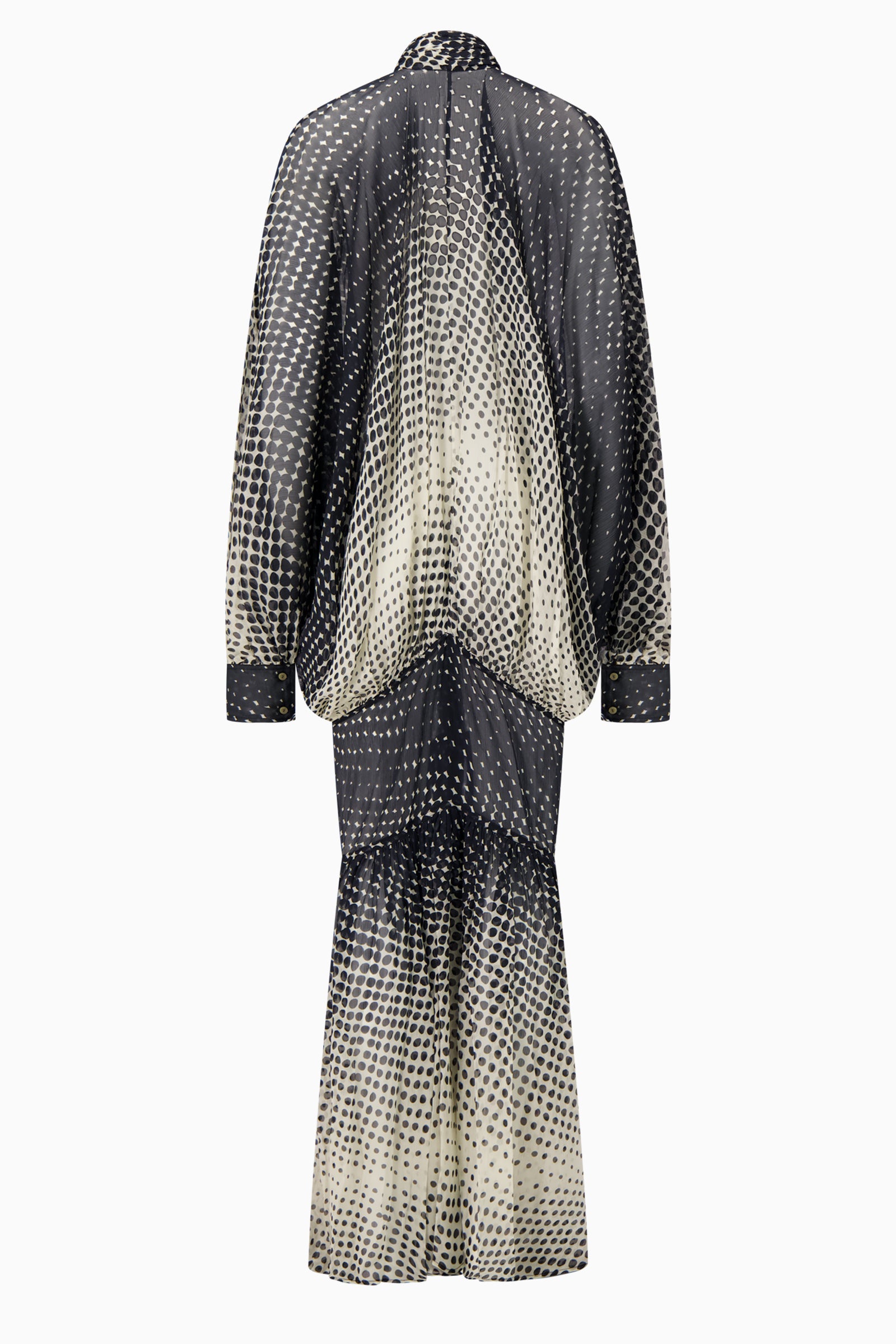 Sheer Halftone Wiggle Dot Batwing Sleeve Caftan