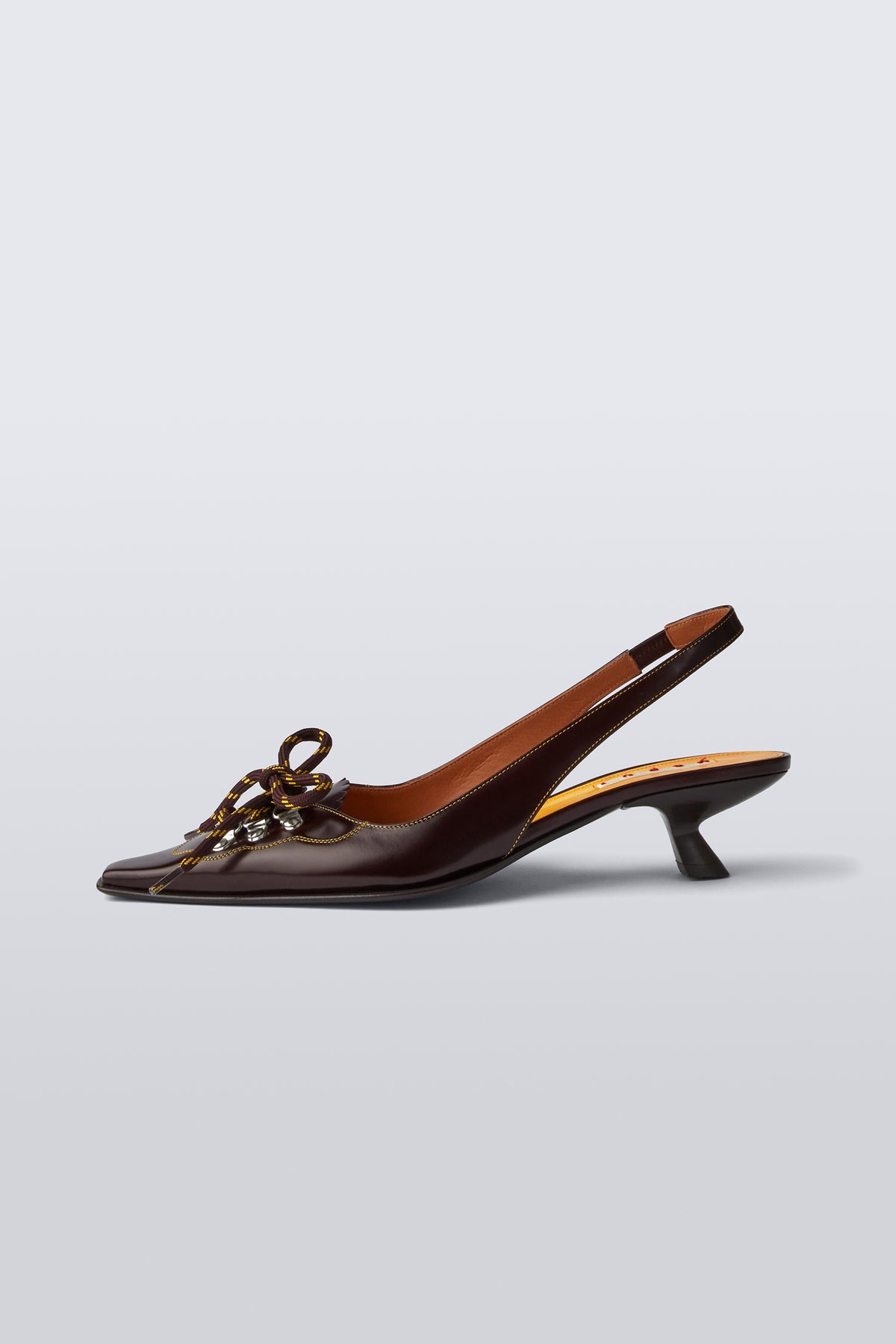 Lace-Up Leather Slingback Pumps