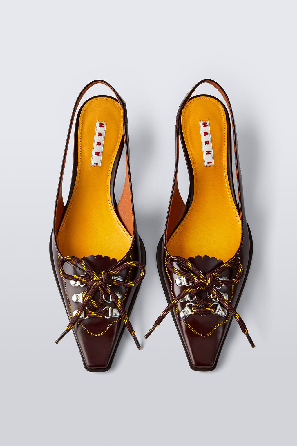 Lace-Up Leather Slingback Pumps