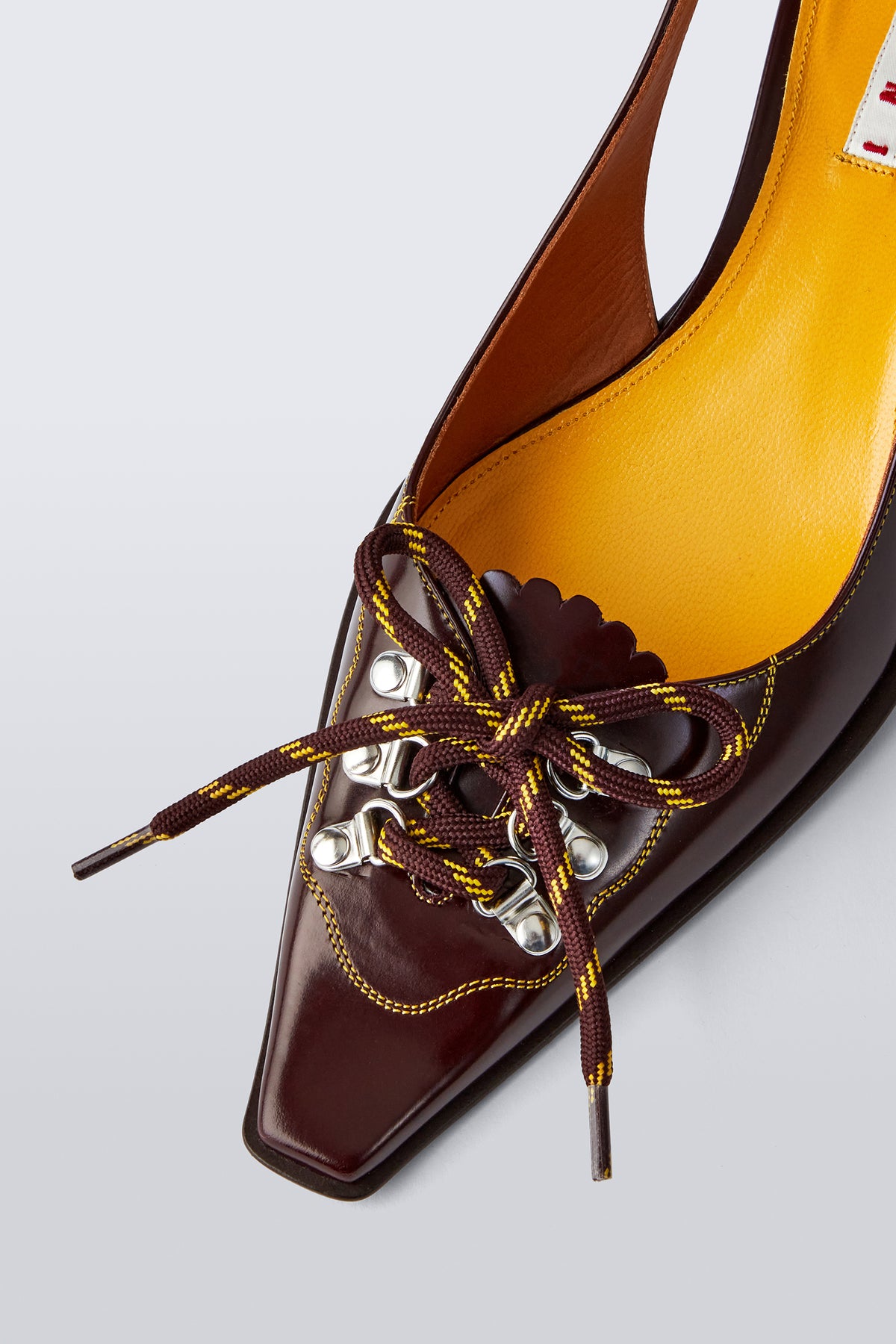 Lace-Up Leather Slingback Pumps