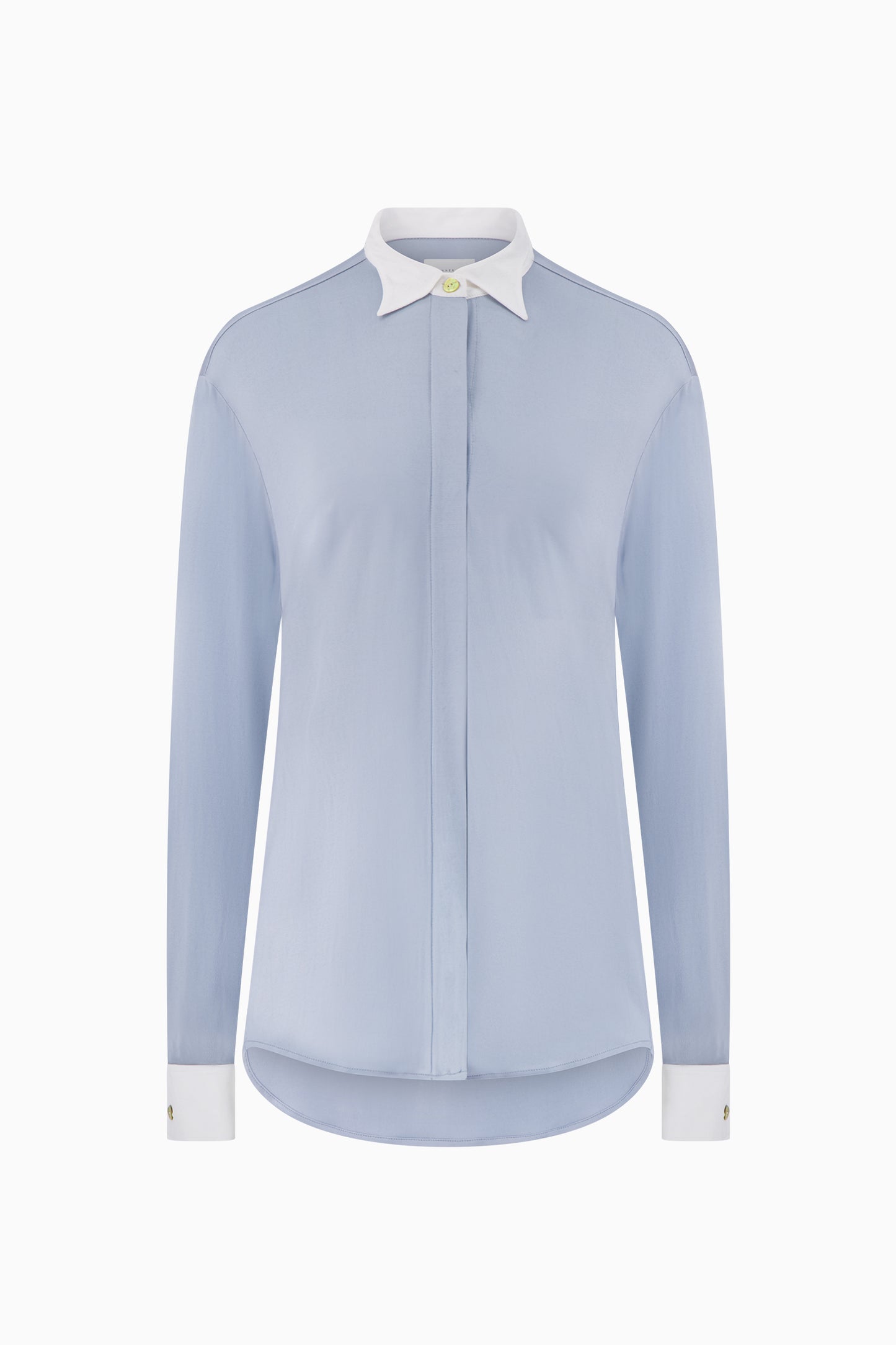 Silk Jersey Winged Collared Shirt - Silver