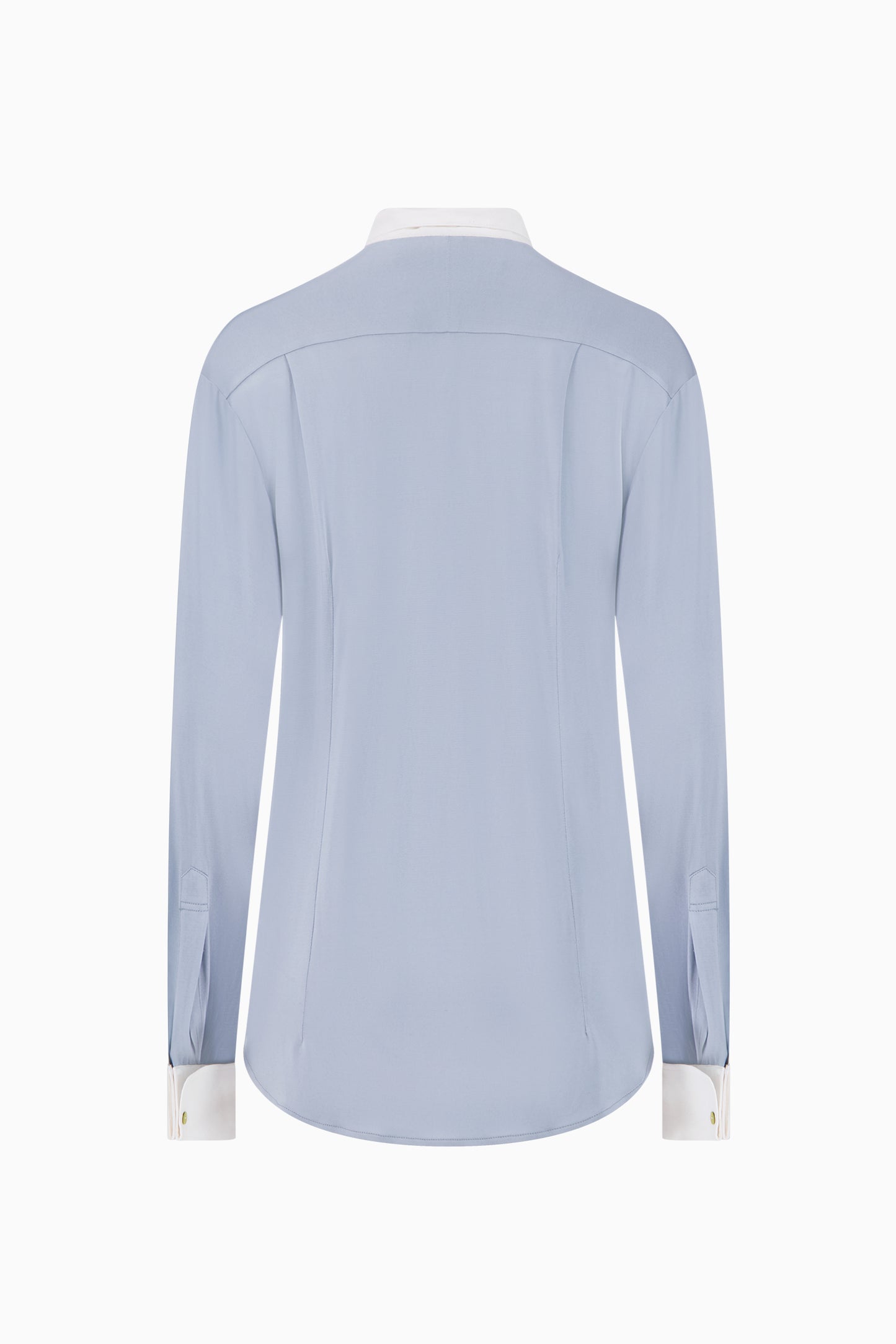Silk Jersey Winged Collared Shirt - Silver