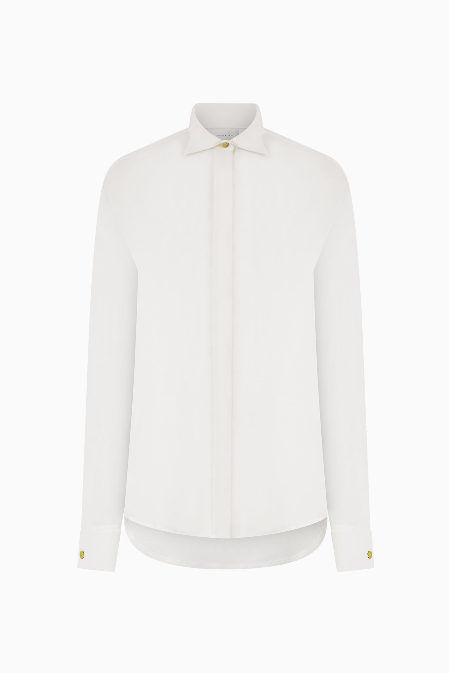 Silk Jersey Winged Collared Shirt - White