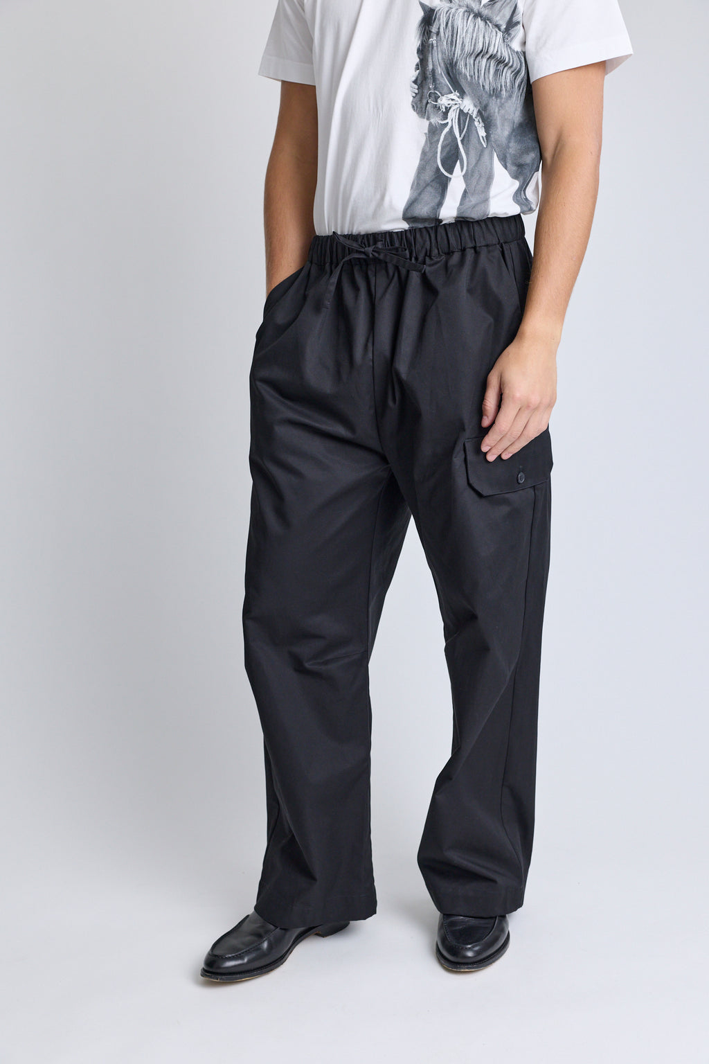 Drawstring Cargo Knee Pleat Trousers