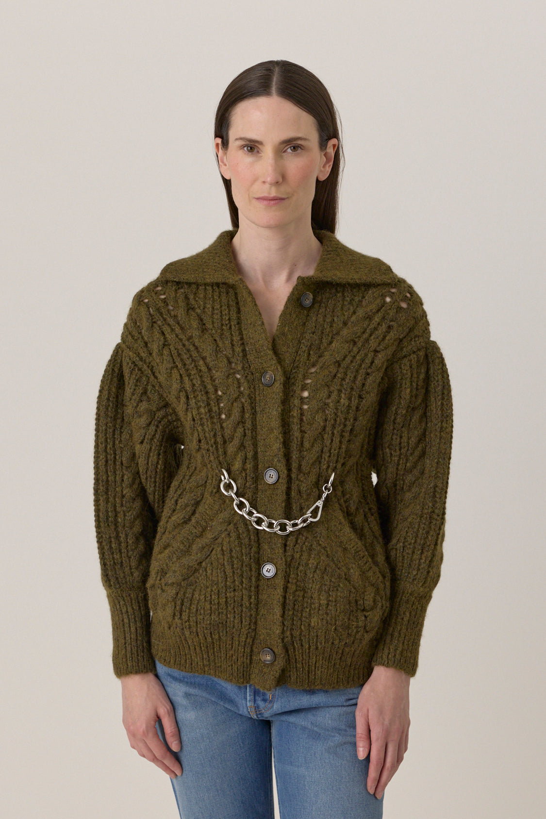 Sculpted Chunky Chain Detail Cardigan