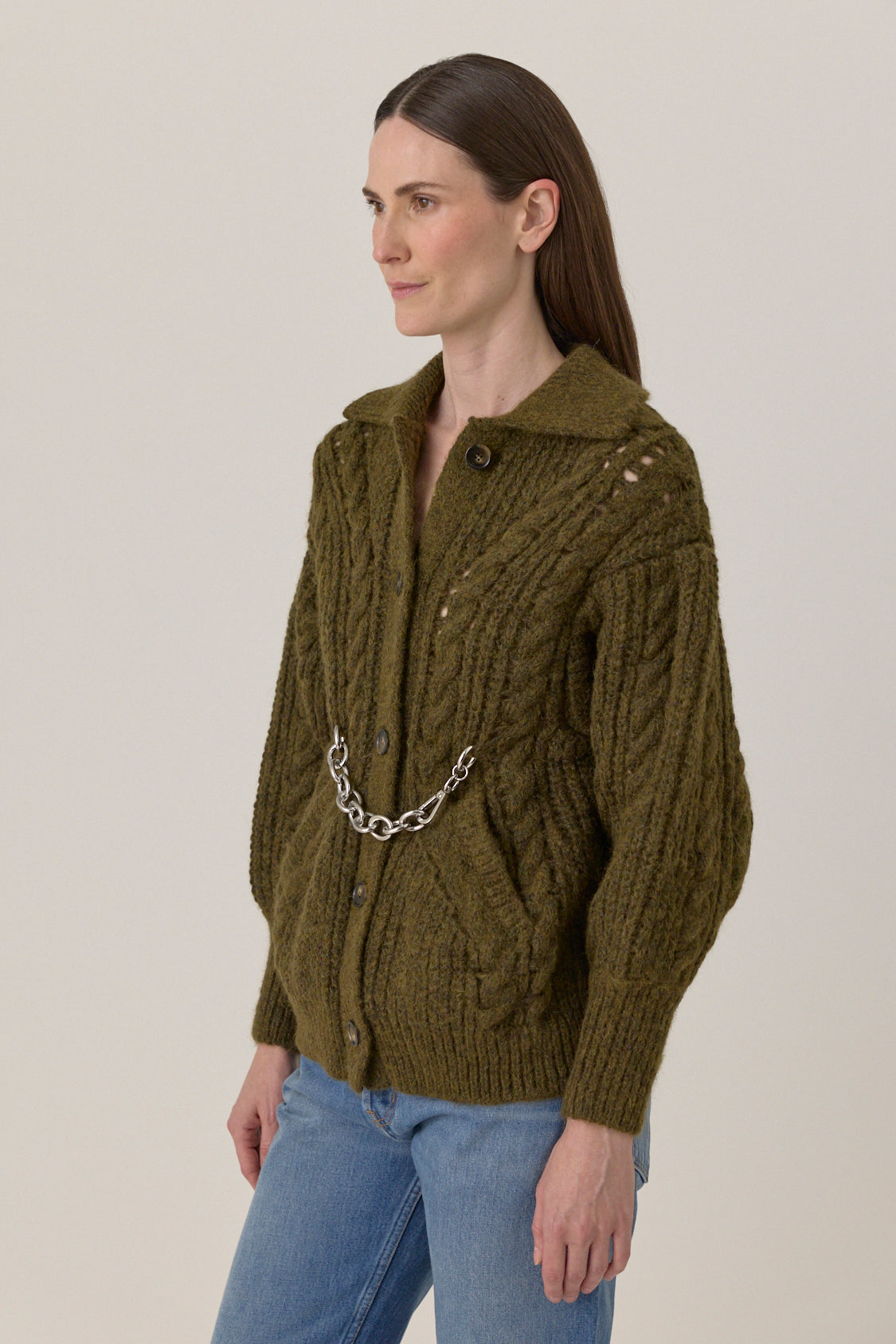 Sculpted Chunky Chain Detail Cardigan