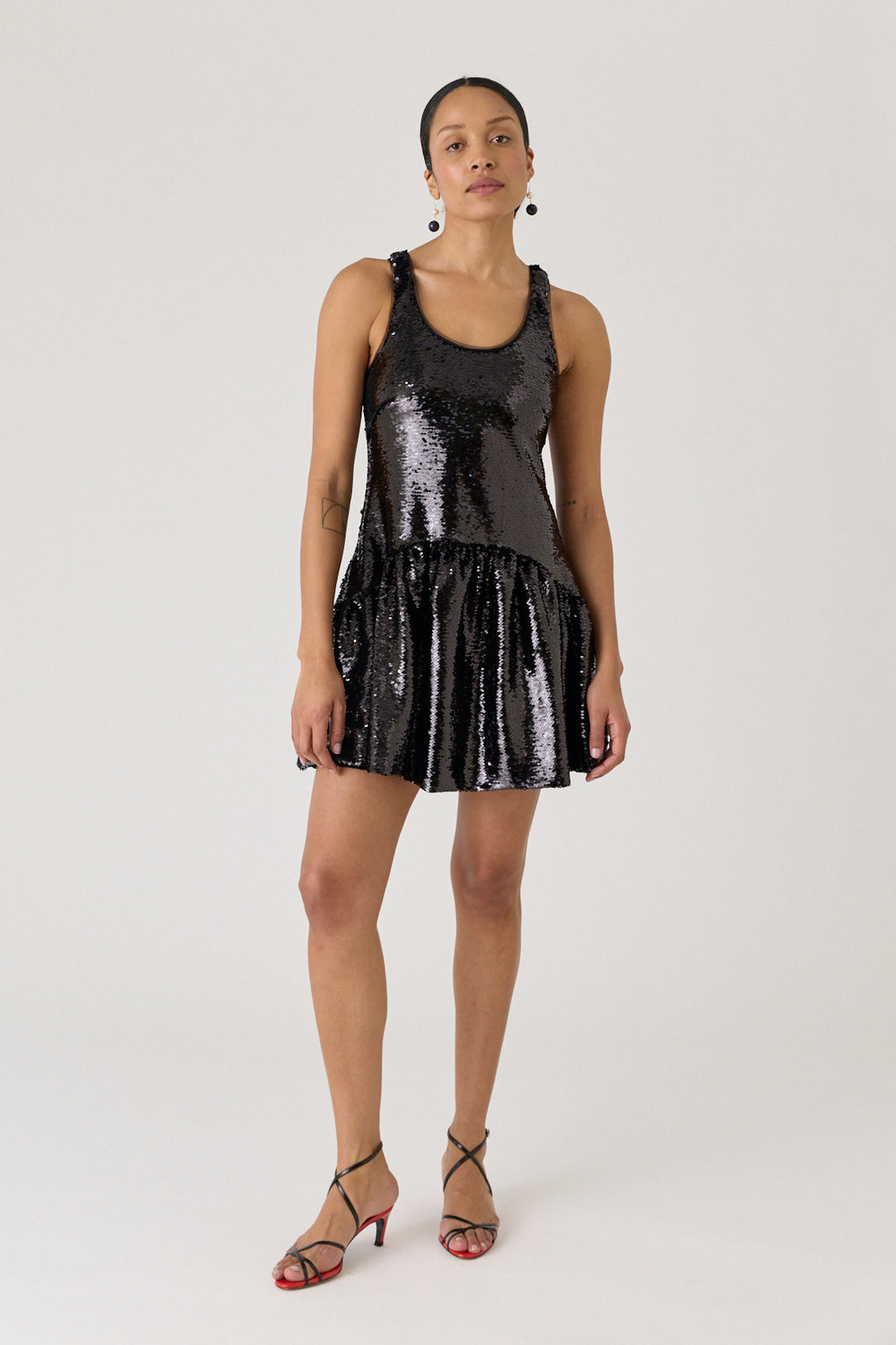 Tapered Back Peplum Mini Dress