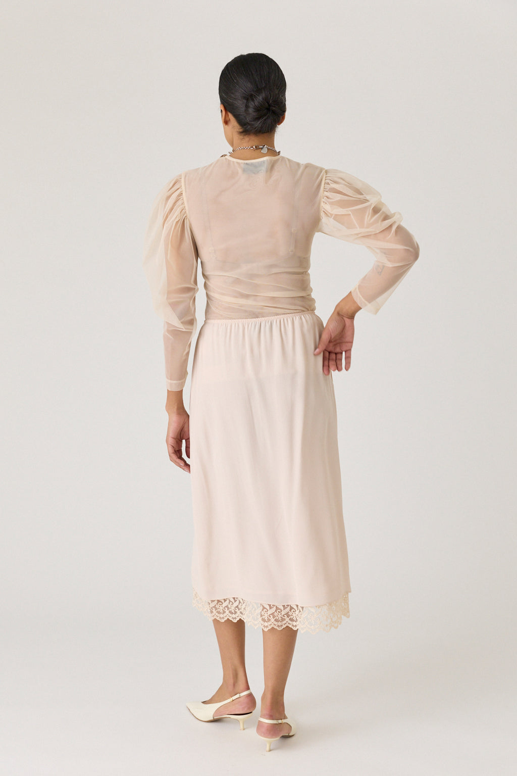 Lace Trim Negligee Skirt