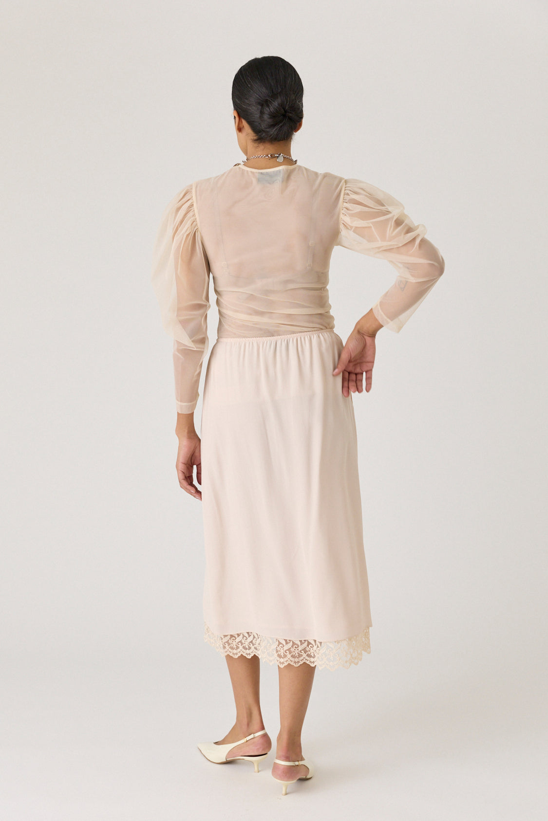 Lace Trim Negligee Skirt