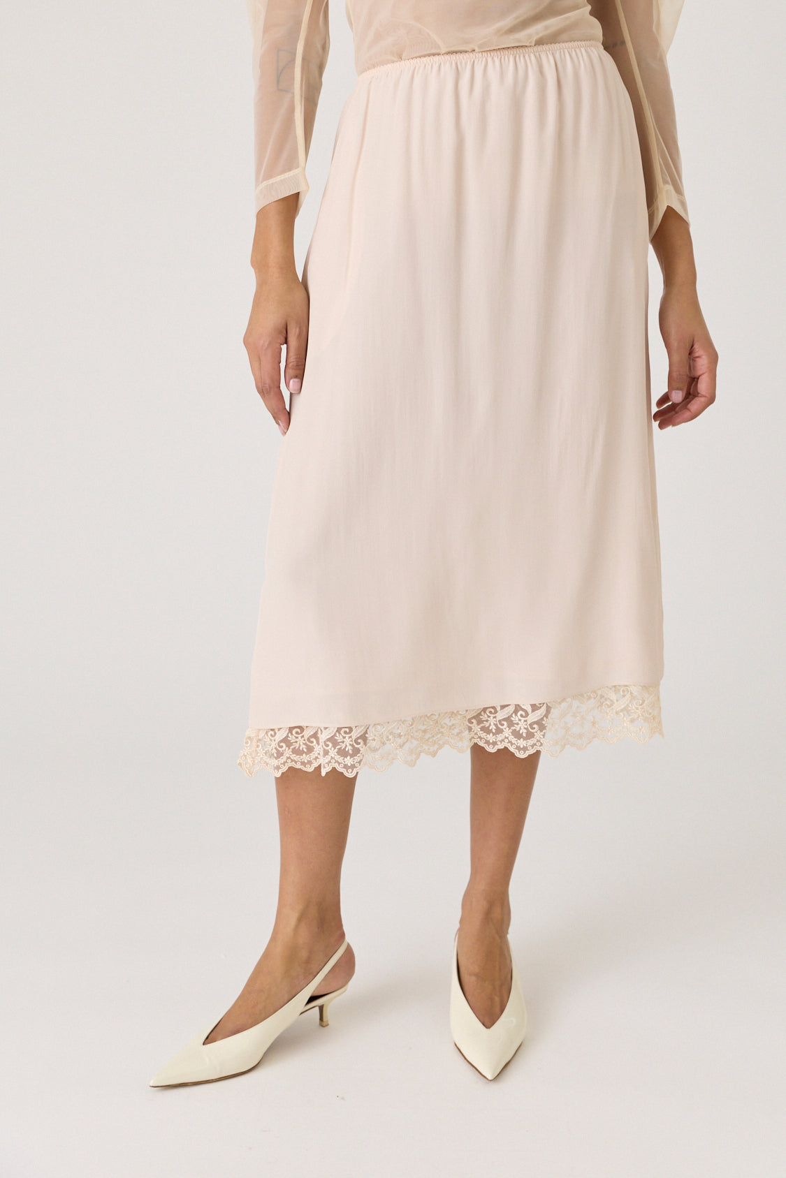 Lace Trim Negligee Skirt