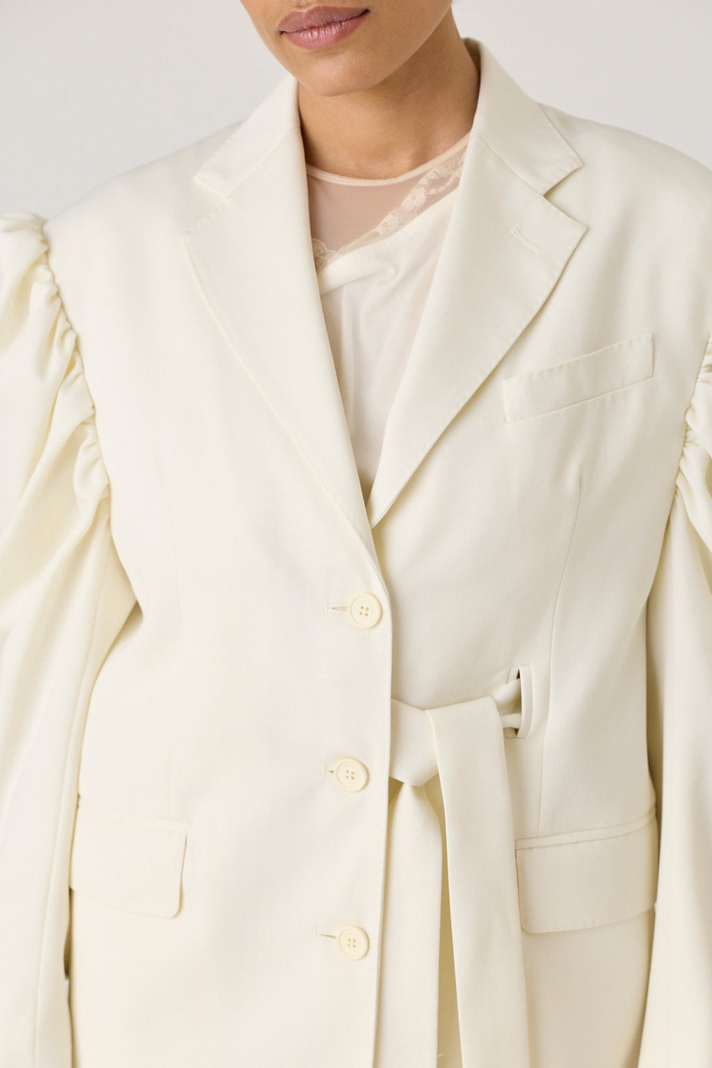 Back Cutout Draped Sleeve Bow Jacket