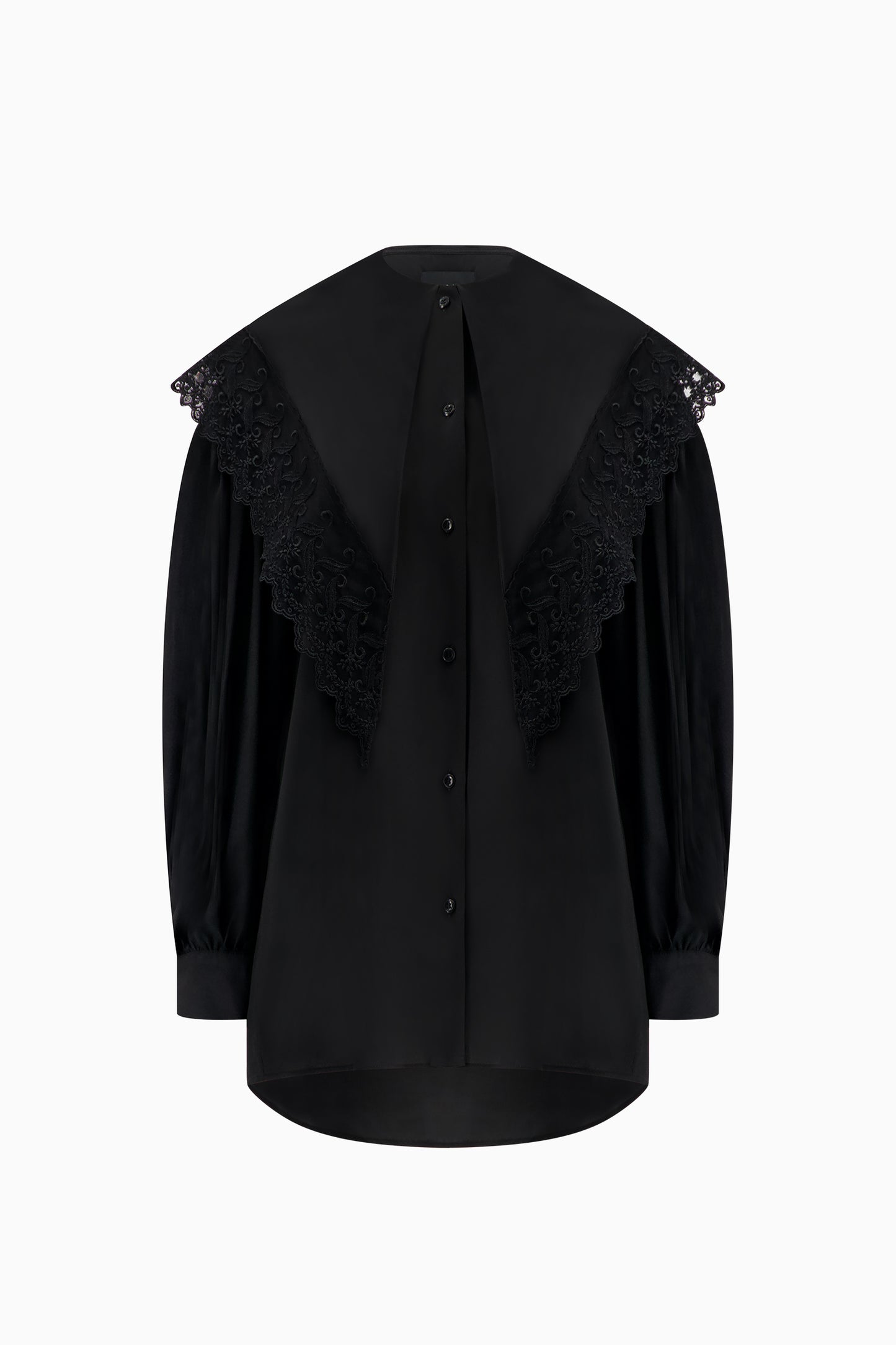 Pointed Collar Trim Shirt