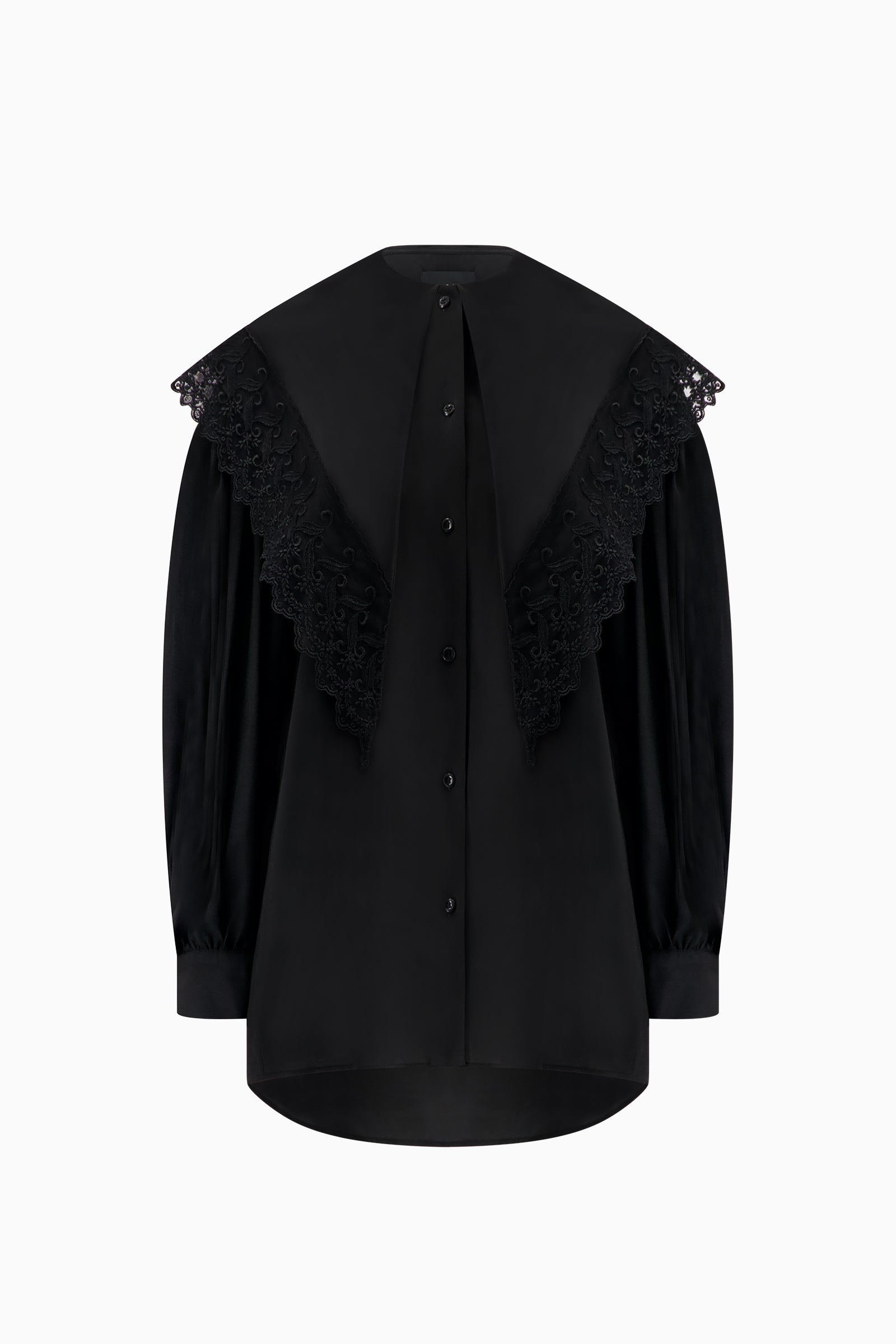 Pointed Collar Trim Shirt