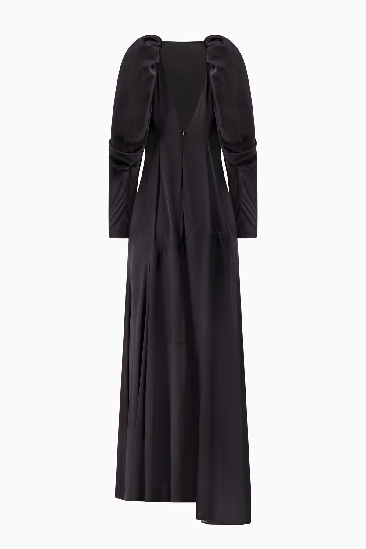 Poppy Motif Draped Sleeve Cascade Dress