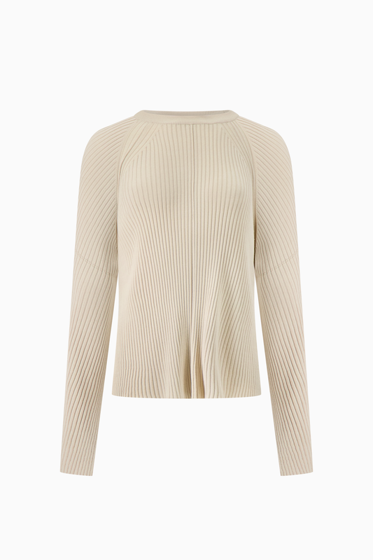Slit Cuffs Ribbed Knit Top