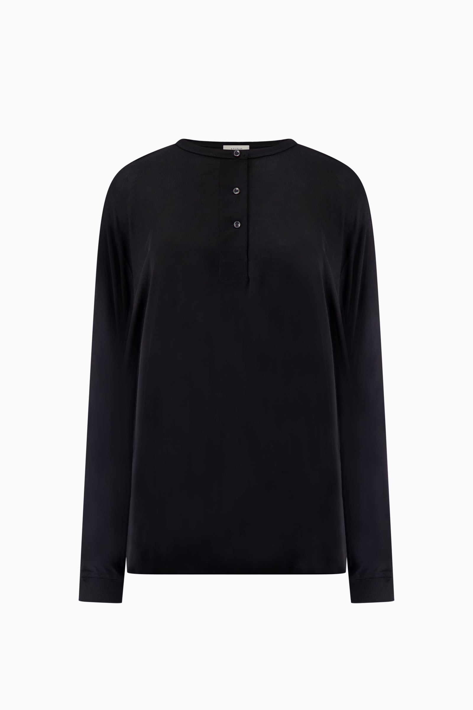 Henley Long Sleeve Top - Black