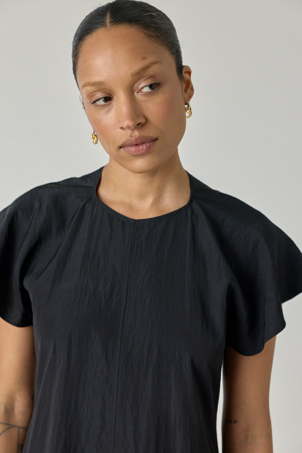 Draped Cap Sleeve Dress