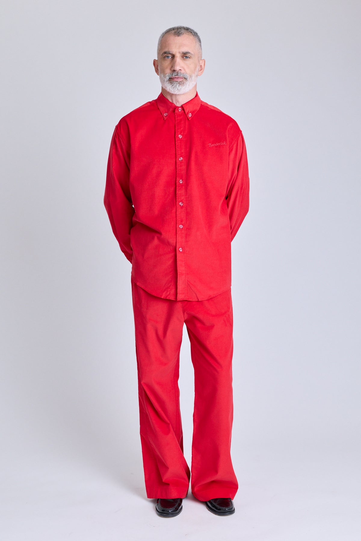 Baby Cord Oversized Shirt - Red Carpet