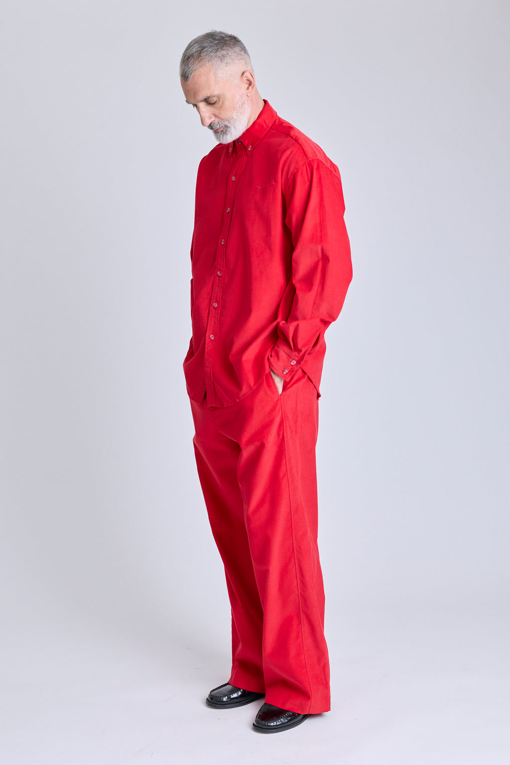 Baby Cord Oversized Shirt - Red Carpet