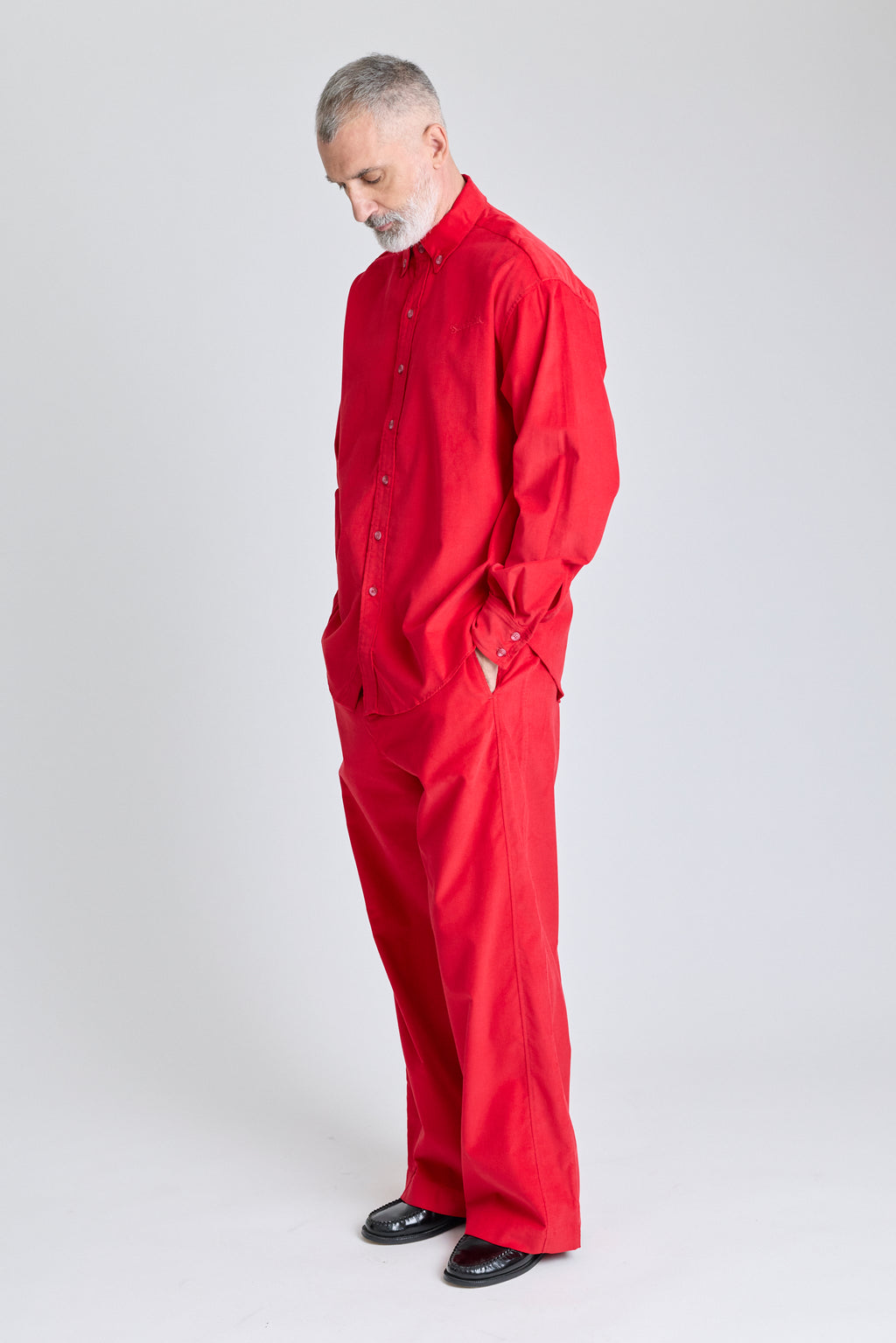 Baby Cord Oversized Shirt - Red Carpet