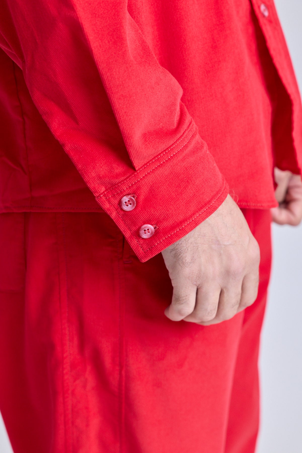 Baby Cord Oversized Shirt - Red Carpet