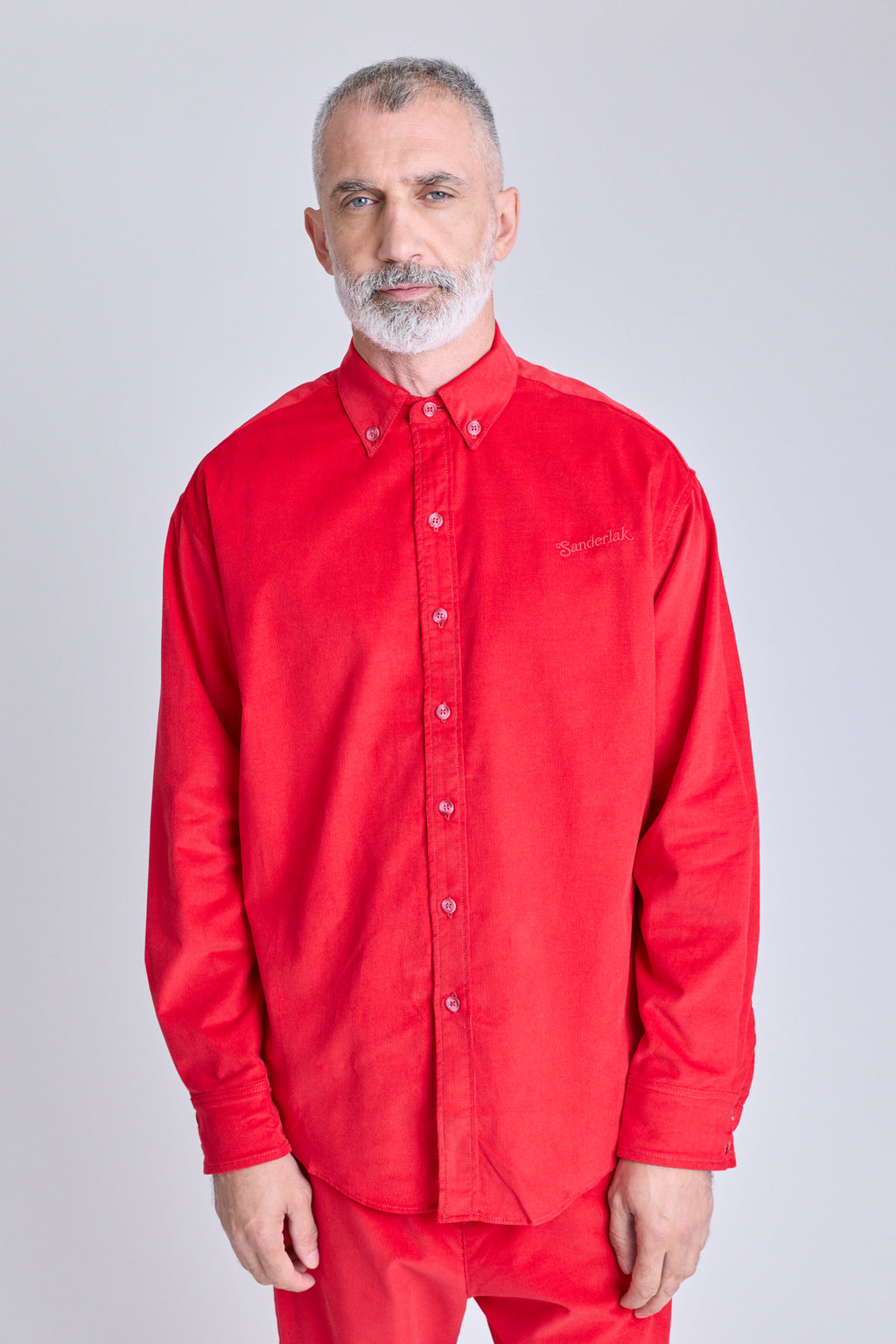 Baby Cord Oversized Shirt - Red Carpet