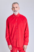 Baby Cord Oversized Shirt - Red Carpet