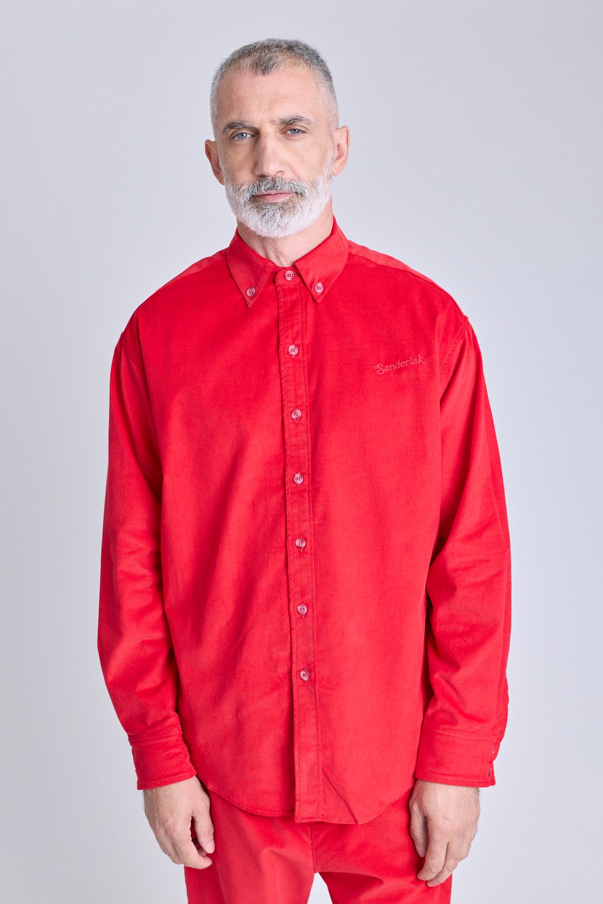 Baby Cord Oversized Shirt - Red Carpet