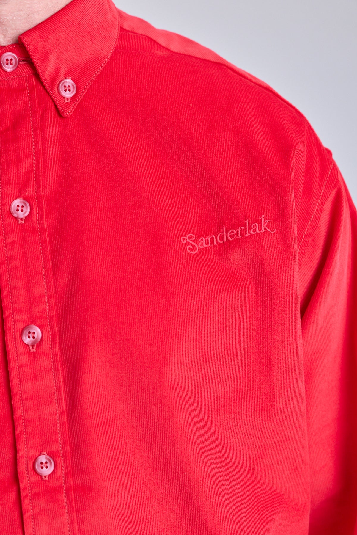 Baby Cord Oversized Shirt - Red Carpet
