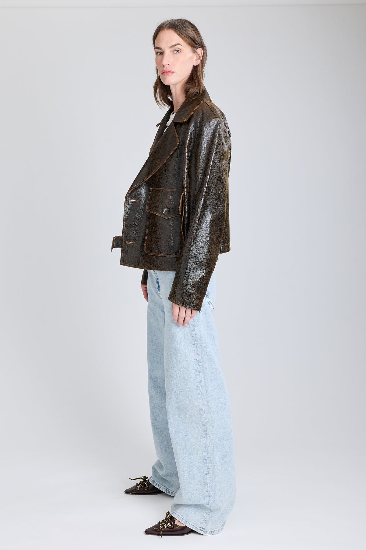 Leather Moto Jacket - Dark Chocolate