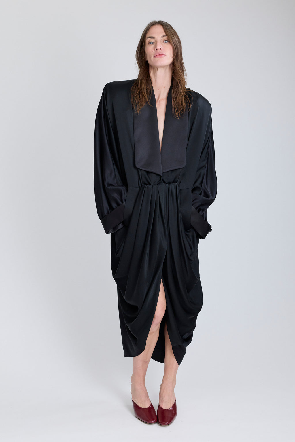 Satin Robe Coat Dress