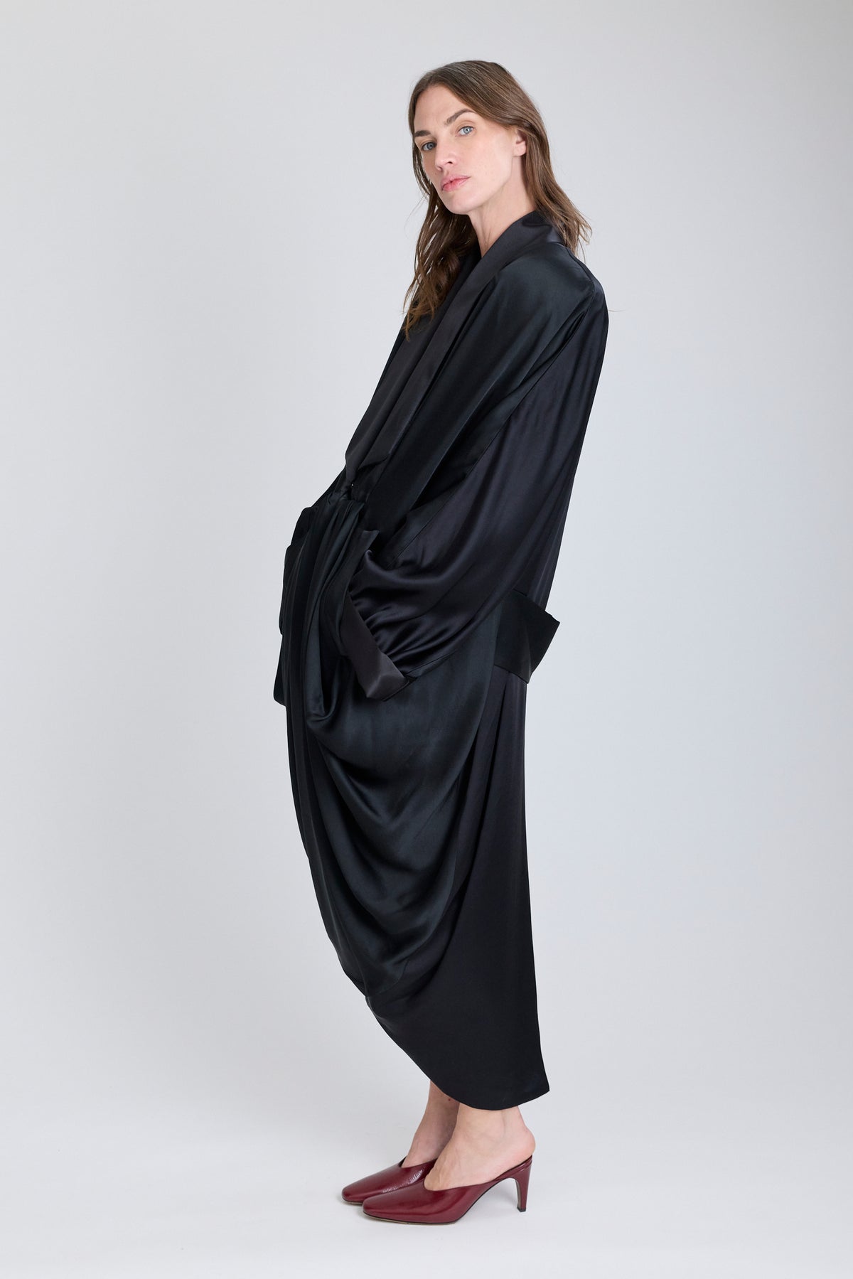 Satin Robe Coat Dress