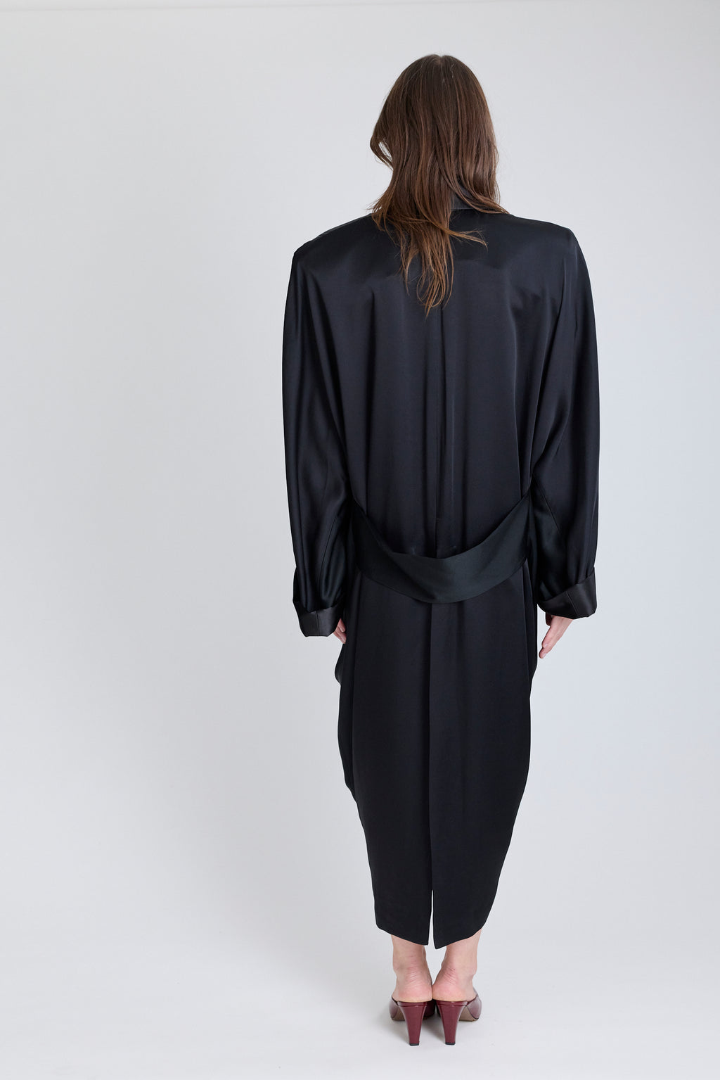 Satin Robe Coat Dress