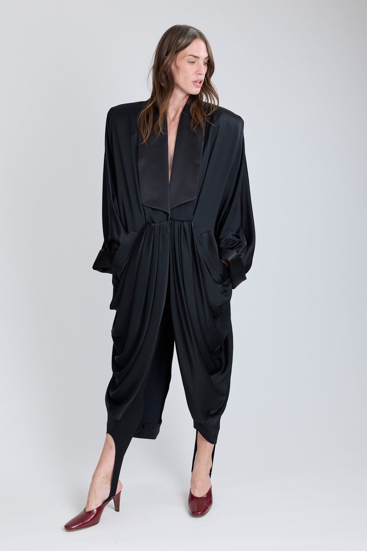 Satin Robe Coat Dress