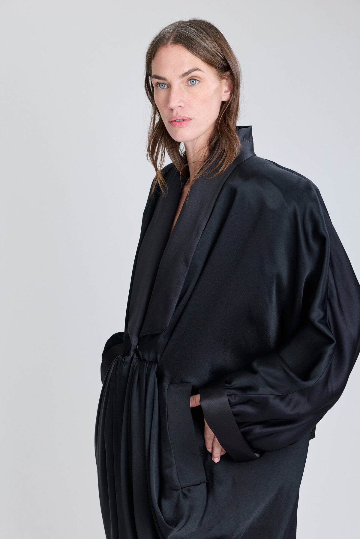Satin Robe Coat Dress