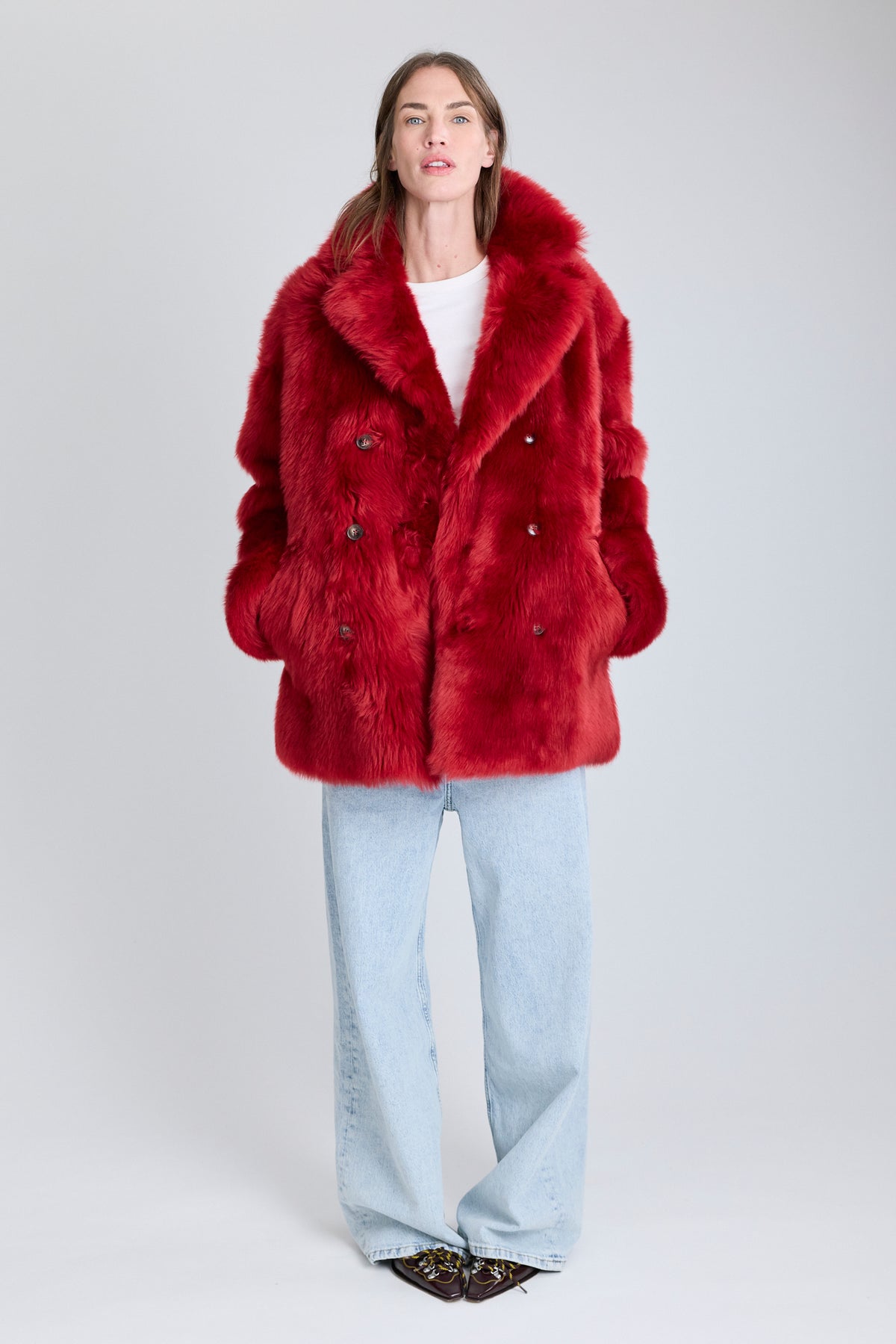 Shearling Coat - Poppy Red