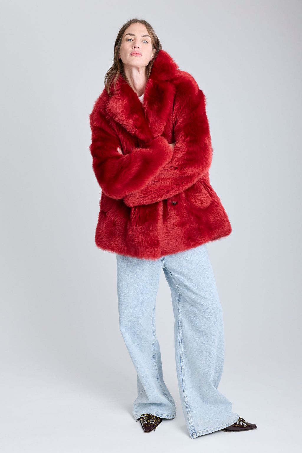 Shearling Coat - Poppy Red