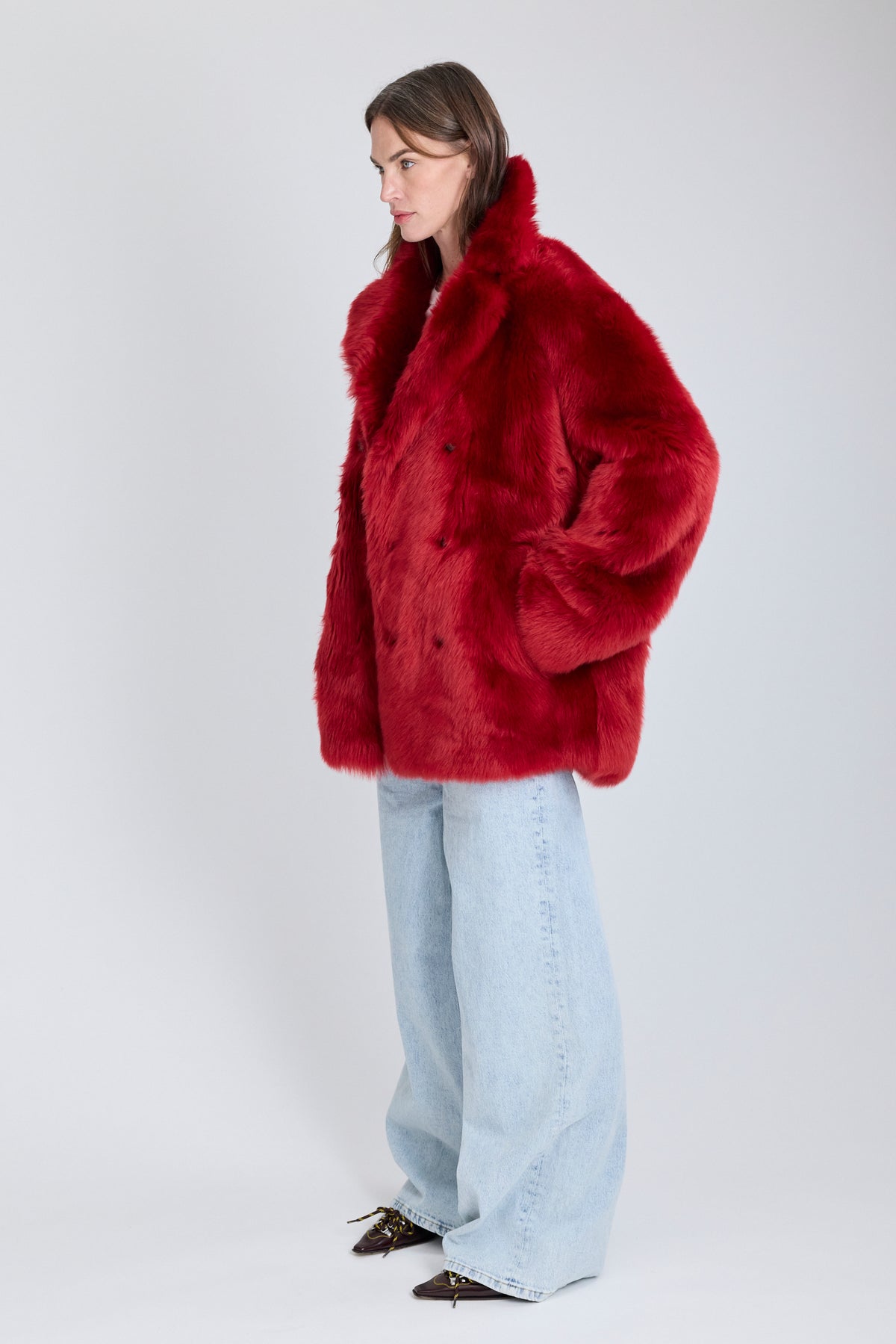 Shearling Coat - Poppy Red
