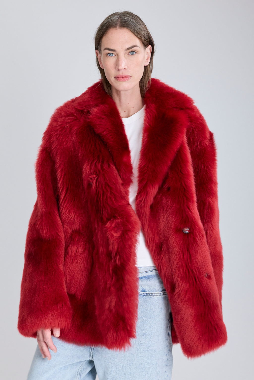 Shearling Coat - Poppy Red