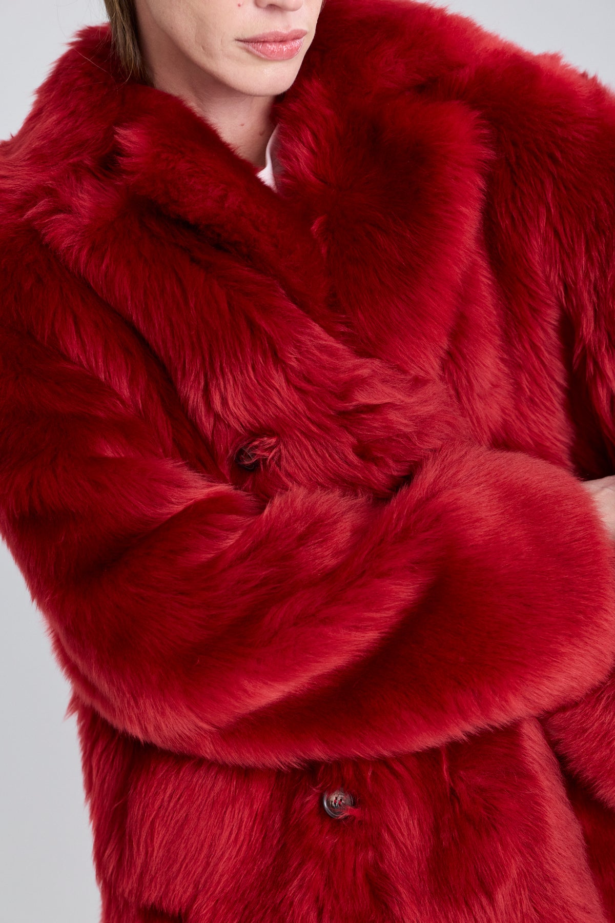 Shearling Coat - Poppy Red