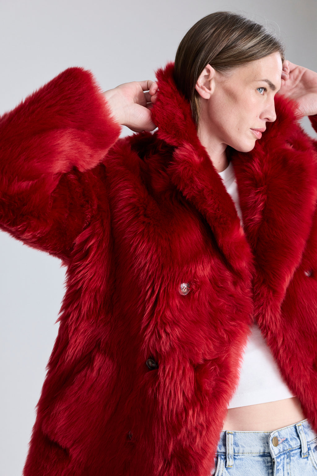 Shearling Coat - Poppy Red