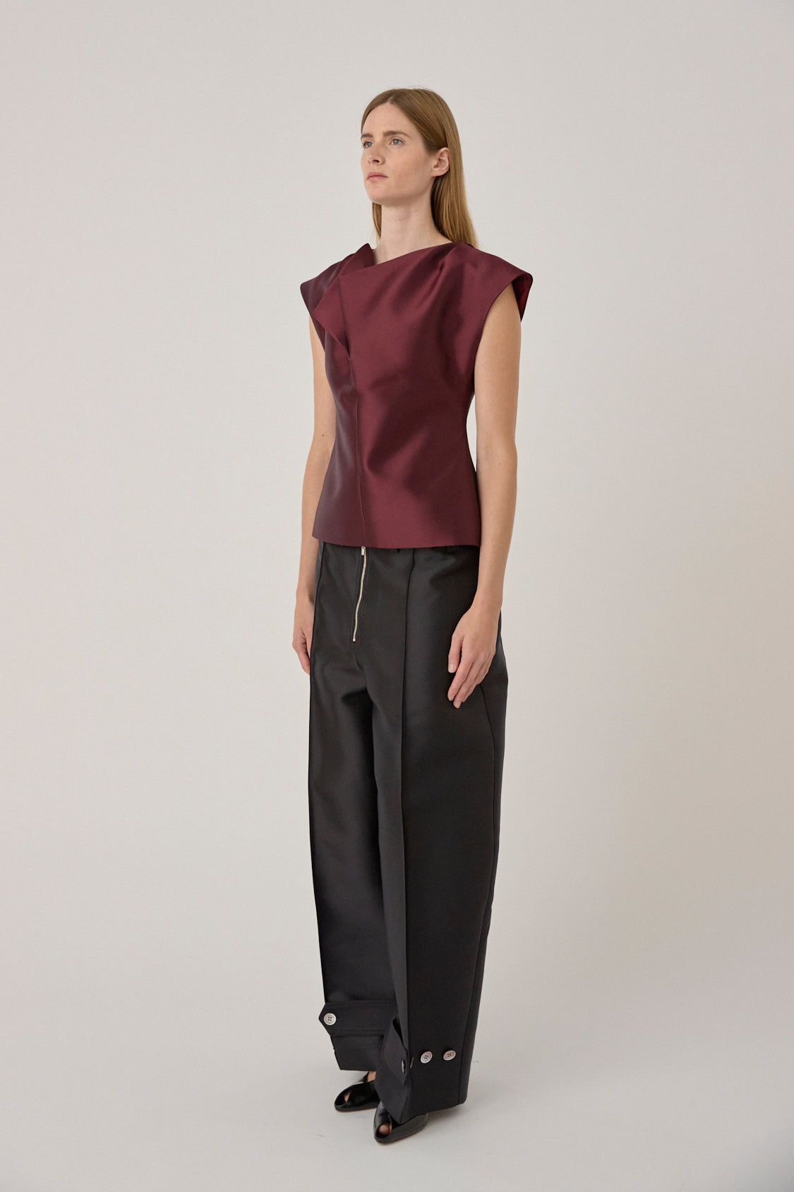 Silk Wide Leg Trouser - Black