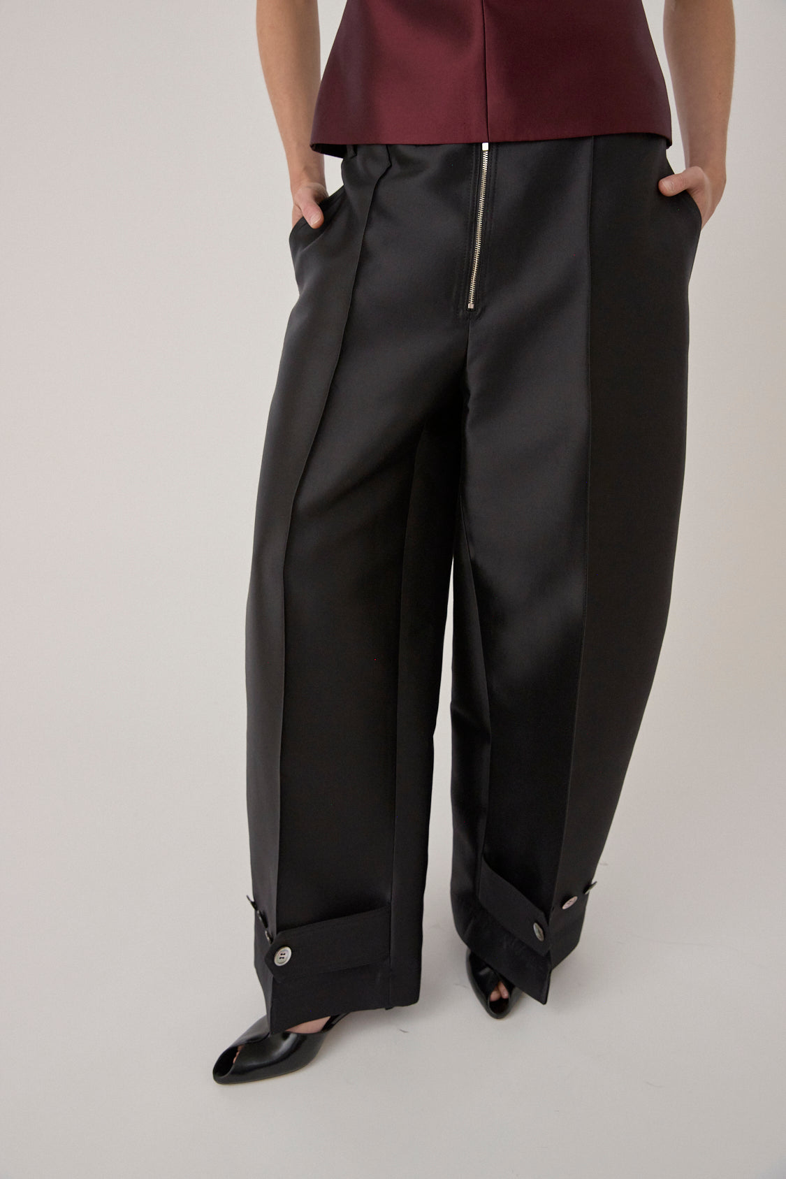 Silk Wide Leg Trouser - Black