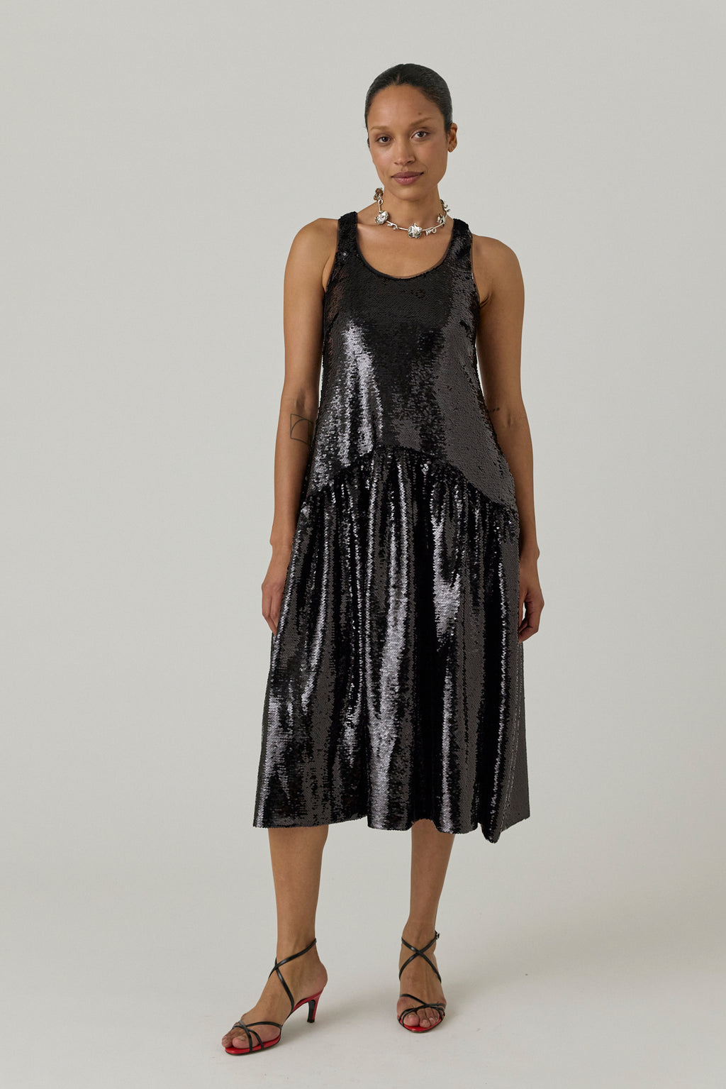 Tapered Back Flounce Dress